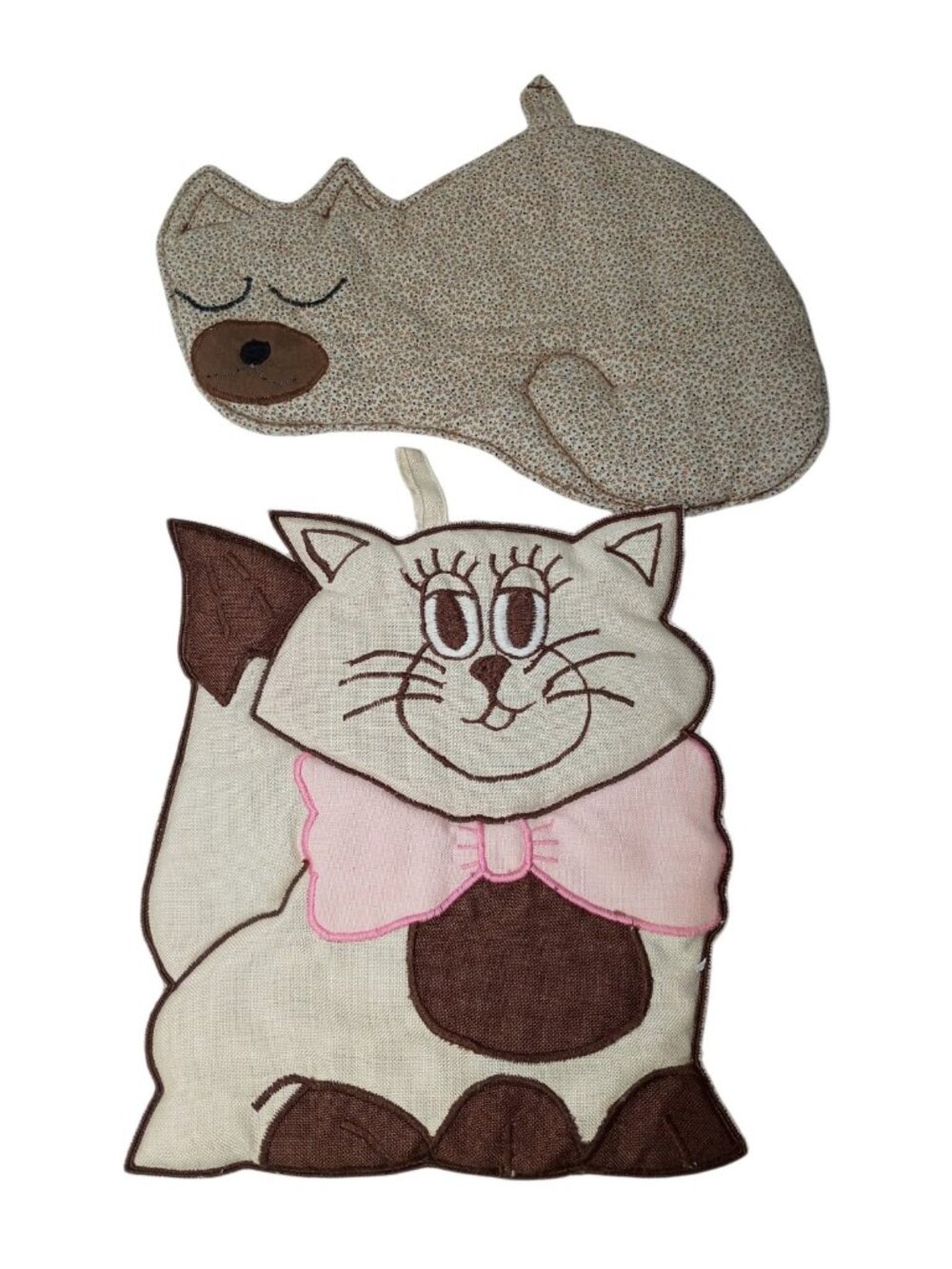 Vintage Figural Cat Potholders Trivets Kitsch Cottage Handmade Kemp & Beatley